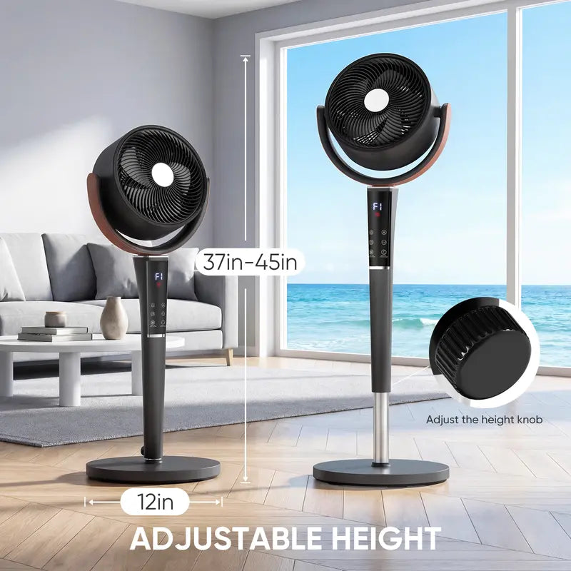 Quiet DC Pedestal Fan, 20dB 15 Speeds, 120° Oscillating Standing Fan with Remote, 12H Timer & Adjustable Height