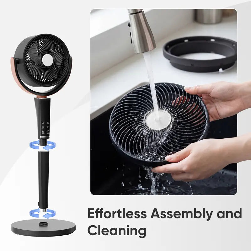 Quiet DC Pedestal Fan, 20dB 15 Speeds, 120° Oscillating Standing Fan with Remote, 12H Timer & Adjustable Height