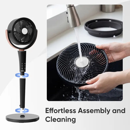 Quiet DC Pedestal Fan, 20dB 15 Speeds, 120° Oscillating Standing Fan with Remote, 12H Timer & Adjustable Height